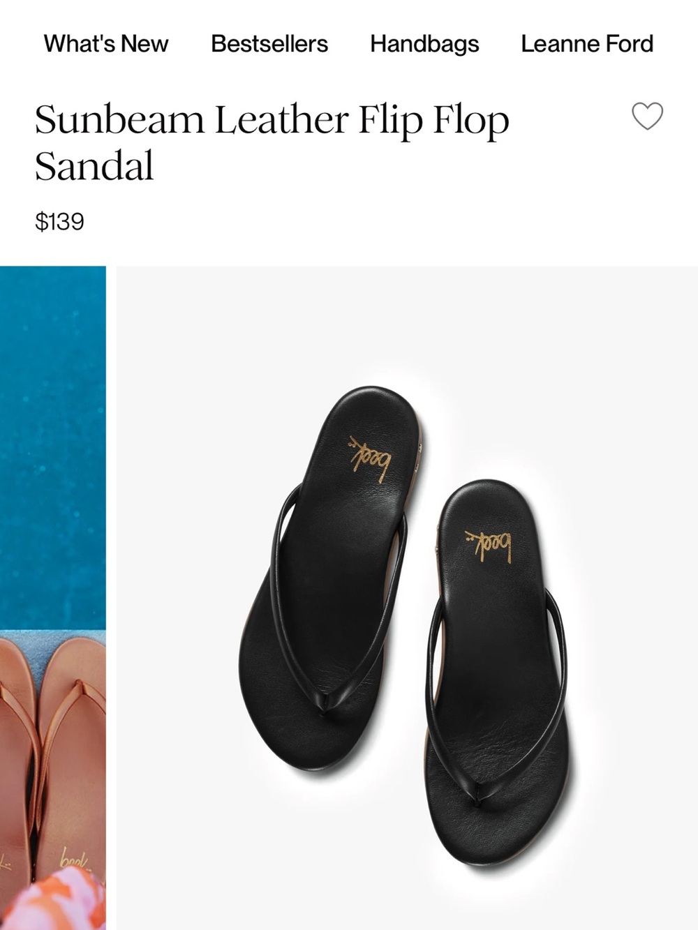 beek Black Leather Flip Flop Sandal